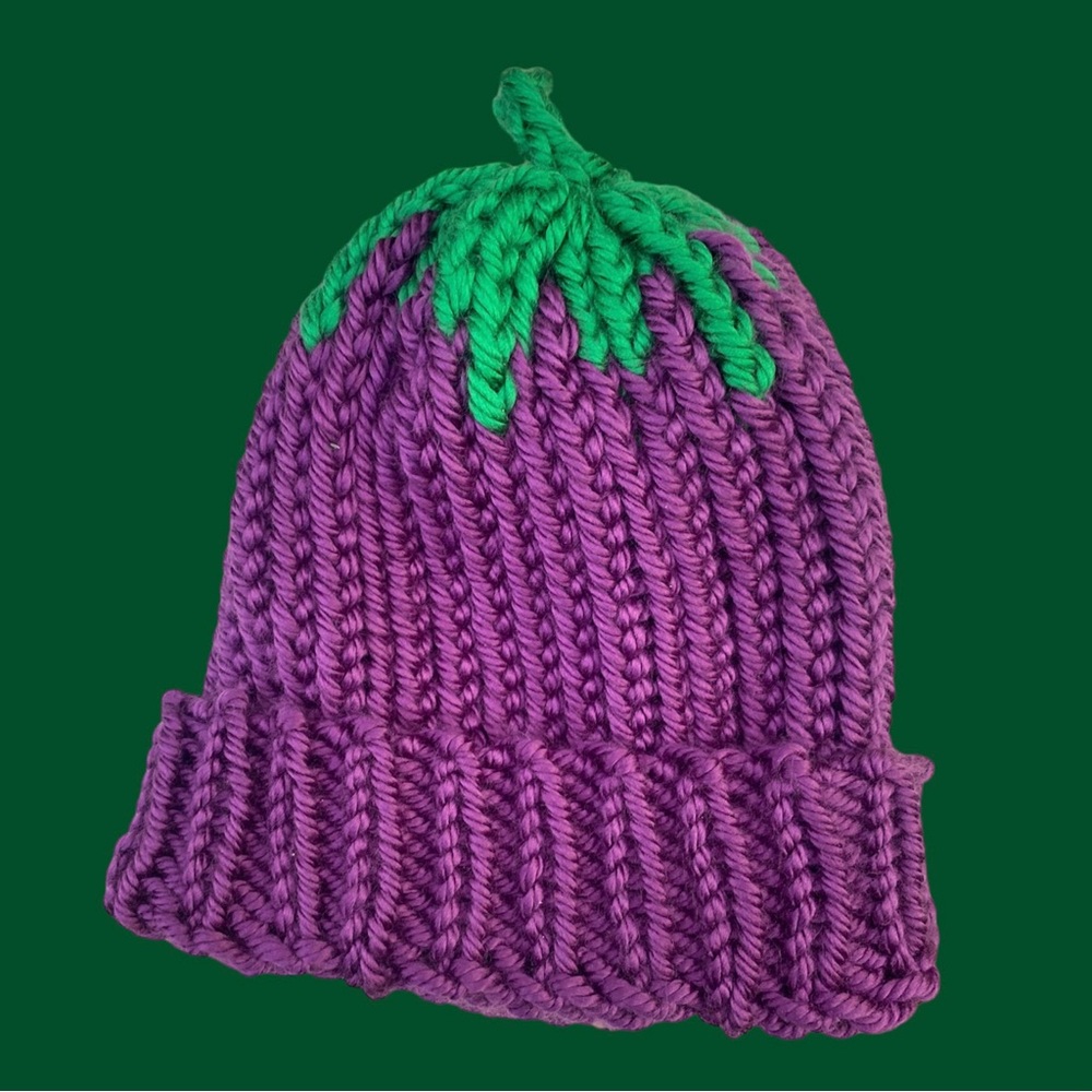 Knitted Eggplant Hat